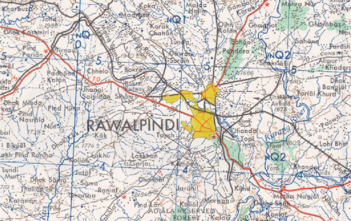rawalpindi vintage map