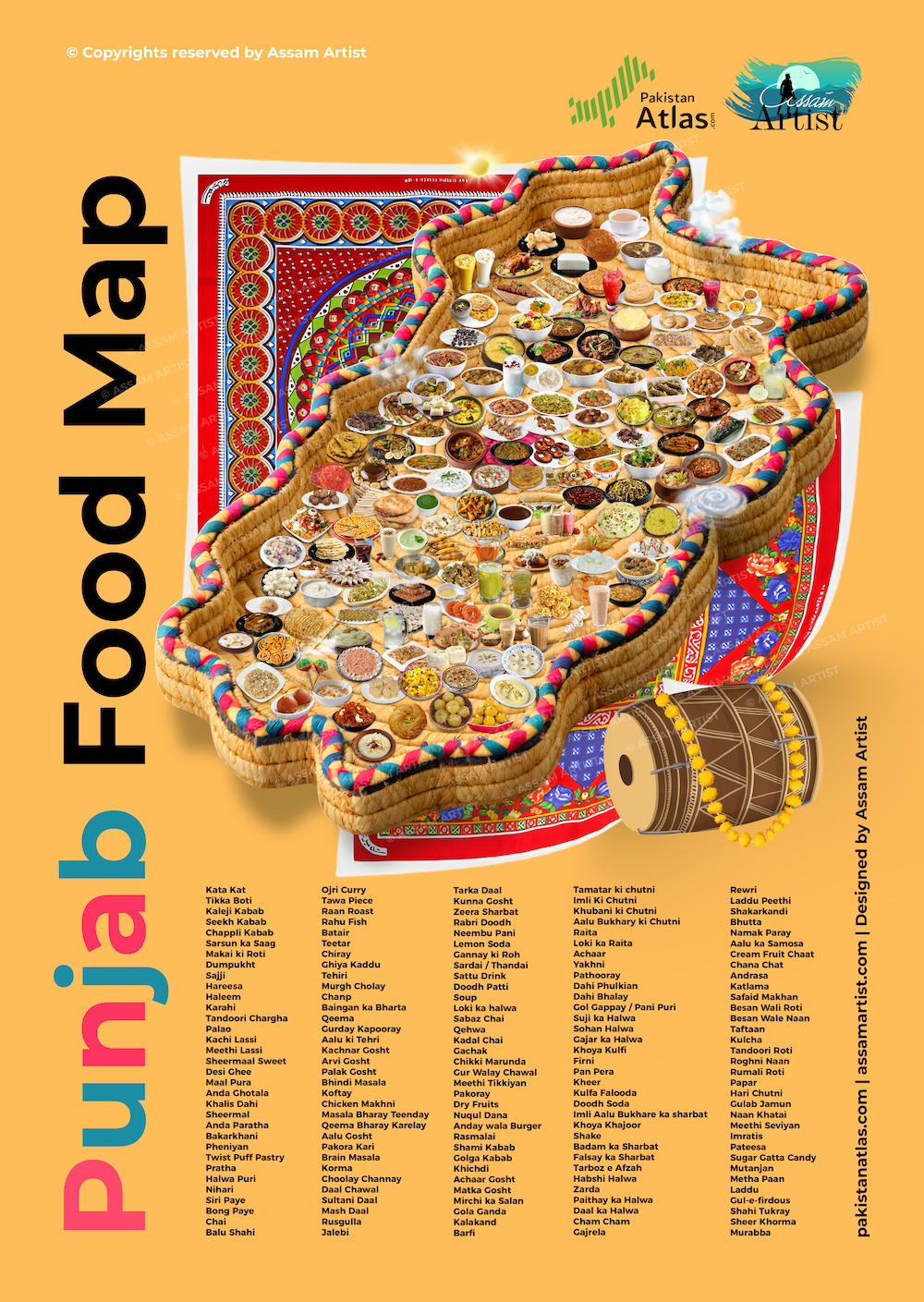 Punjab Food Map by Assam Artist